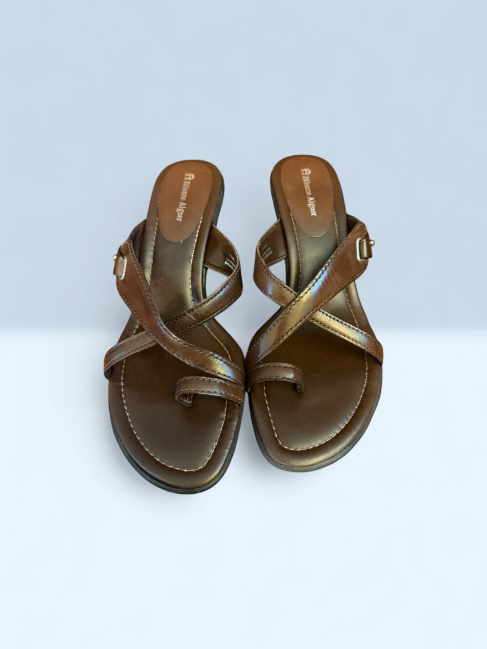NWOT Etienne Aigner Durante Chocolate Brown Vintage Y2K Leather Sandals Sz 11